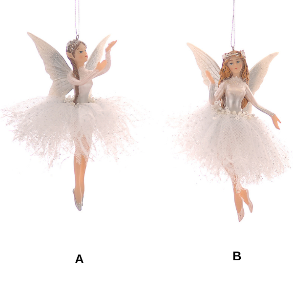 Ornament pentru brad zana, alb, 14 cm, Liviana  - Simona's Christmas