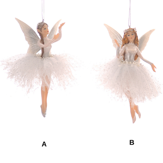 Ornament pentru brad zana, alb, 14 cm, Liviana  - Simona's Christmas