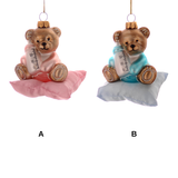 Ornament pentru brad ursulet, roz/albastru, 9 cm - Simona's Christmas