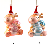 Ornament pentru brad ren, roz/albastru, 13 cm - Simona's Christmas