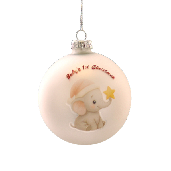 Glob din sticla, alb, 8 cm, Baby Elephant - Simona's Christmas