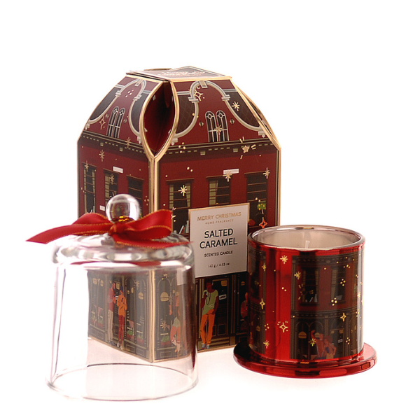 Lumanare parfumata caramel sarat, 140 g, burgundy, Christmas - Simona's Christmas