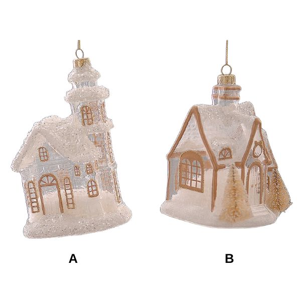 Ornament casuta, auriu, 12.7cm, Hiazinta - Simona's Christmas
