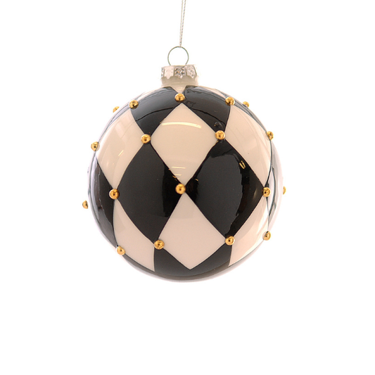 Glob din sticla, alb-negru, 10 cm, Etoile - Simona's Christmas