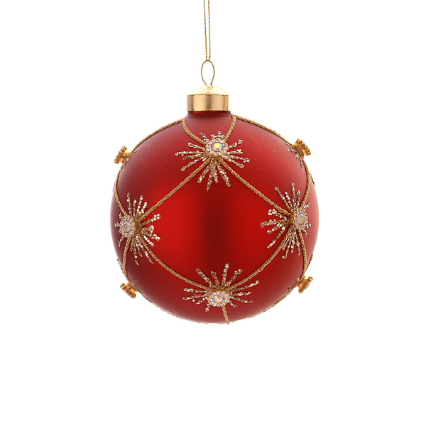 Glob din sticla, rosu, 10 cm, Stella - Simona's Christmas