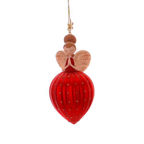 Glob din sticla inger, rosu, 12.5 cm, Felicty - Simona's Christmas