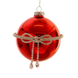 Glob din sticla cu funda, rosu, 10 cm, Lucios - Simona's Christmas