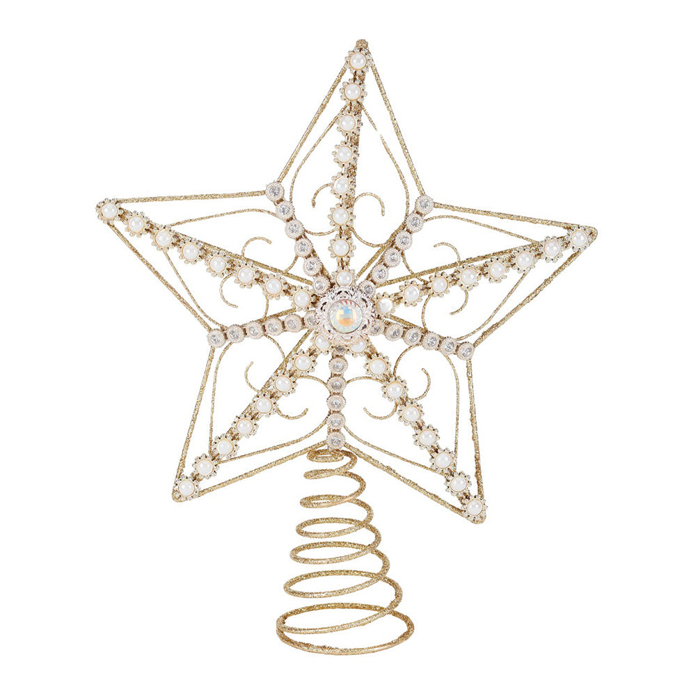 Varf pentru brad Stea Jewel, auriu, 31 cm - SIMONA'S CHRISTMAS