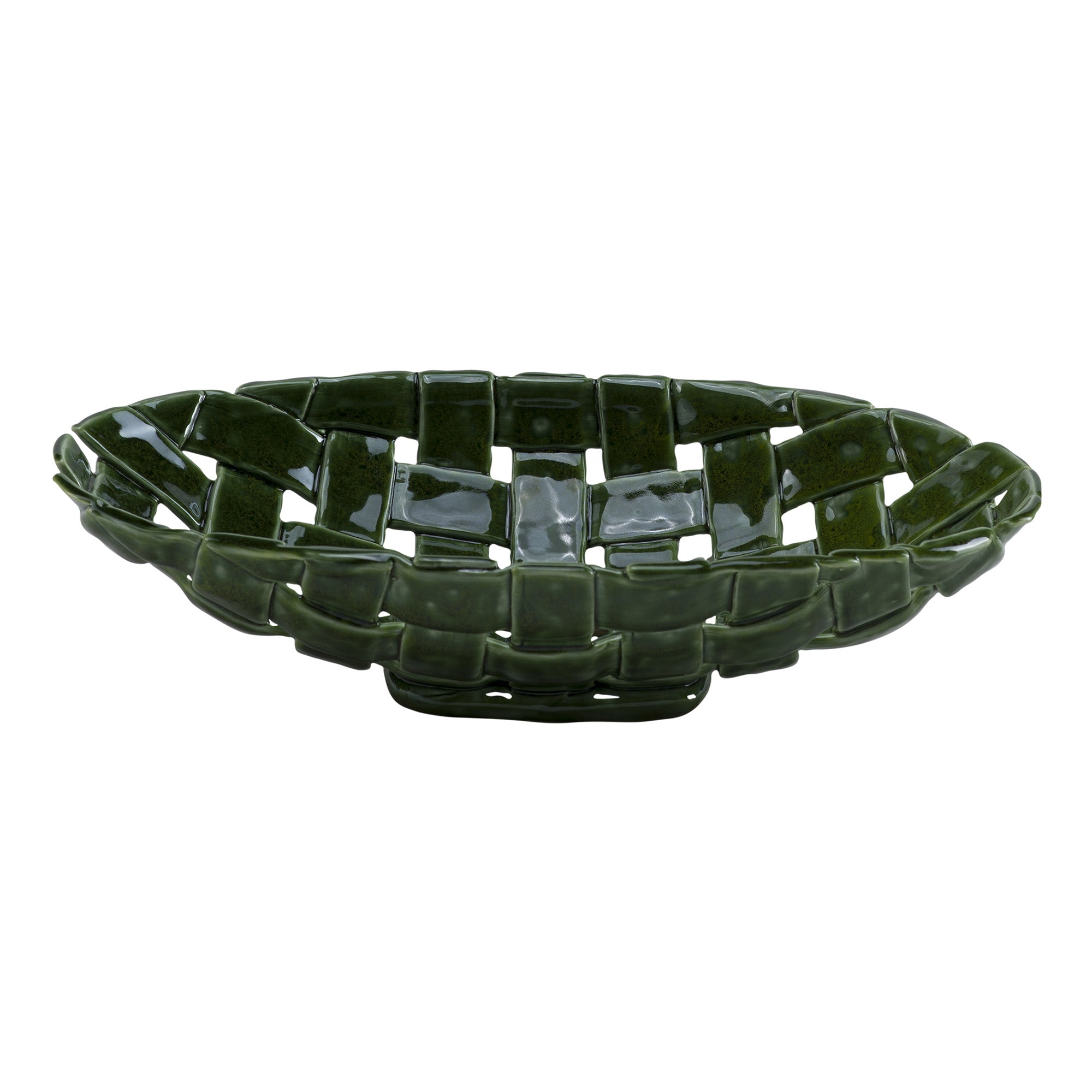 Vas central, verde, 38 cm, Intrecciata - SIMONA'S COLLECTION