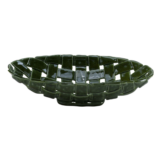 Vas central, verde, 38 cm, Intrecciata - SIMONA'S COLLECTION