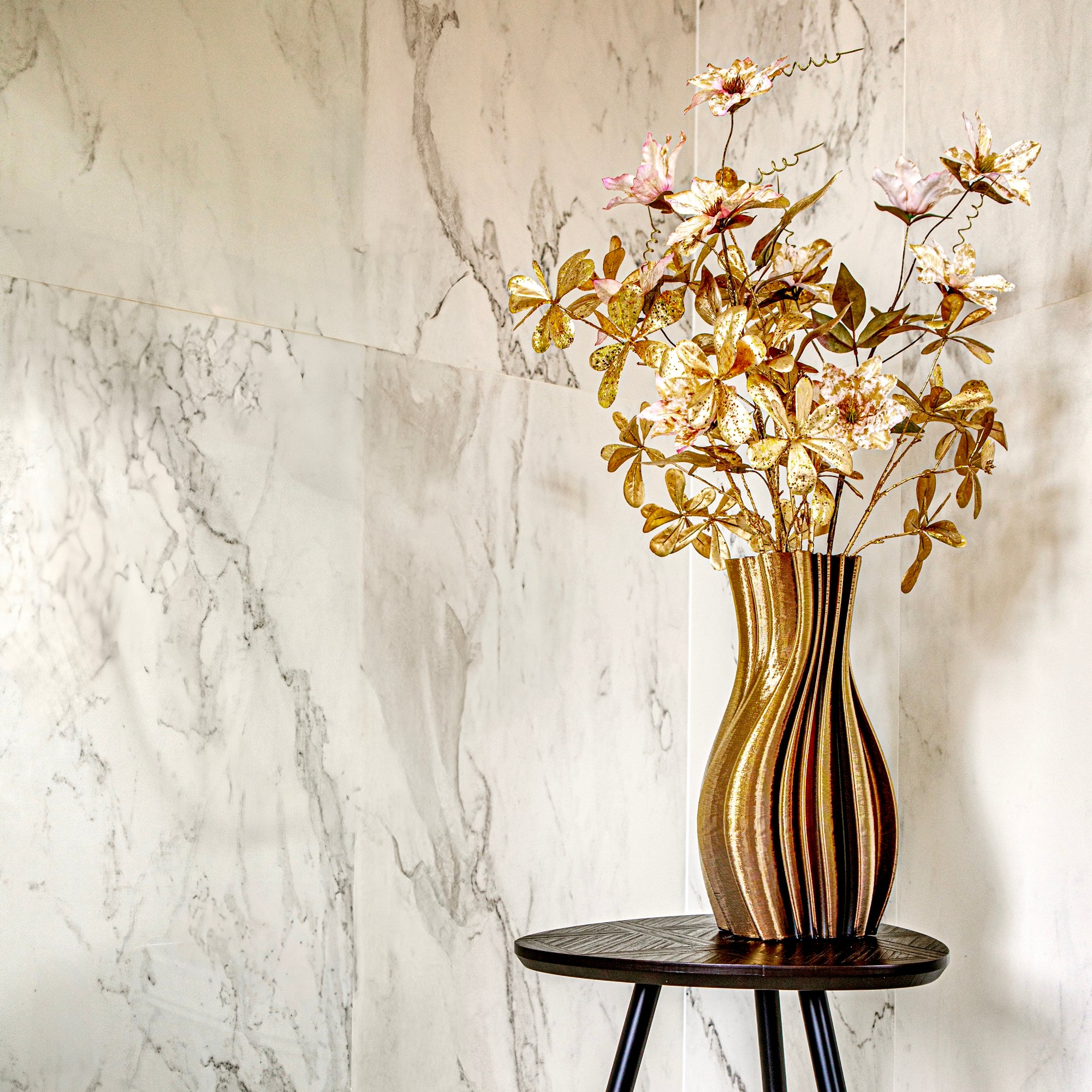 Vaza din ceramica, Atena Torchon, auriu, 40 cm - SIMONA'S COLLECTION
