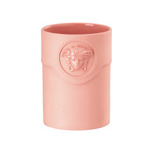 Vaza cilindrica din portelan, 10 cm, La Medusa Mini Pink - VERSACE