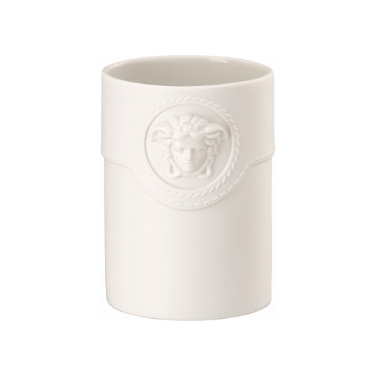 Vaza cilindrica din portelan, 10 cm, La Medusa Mini White - VERSACE