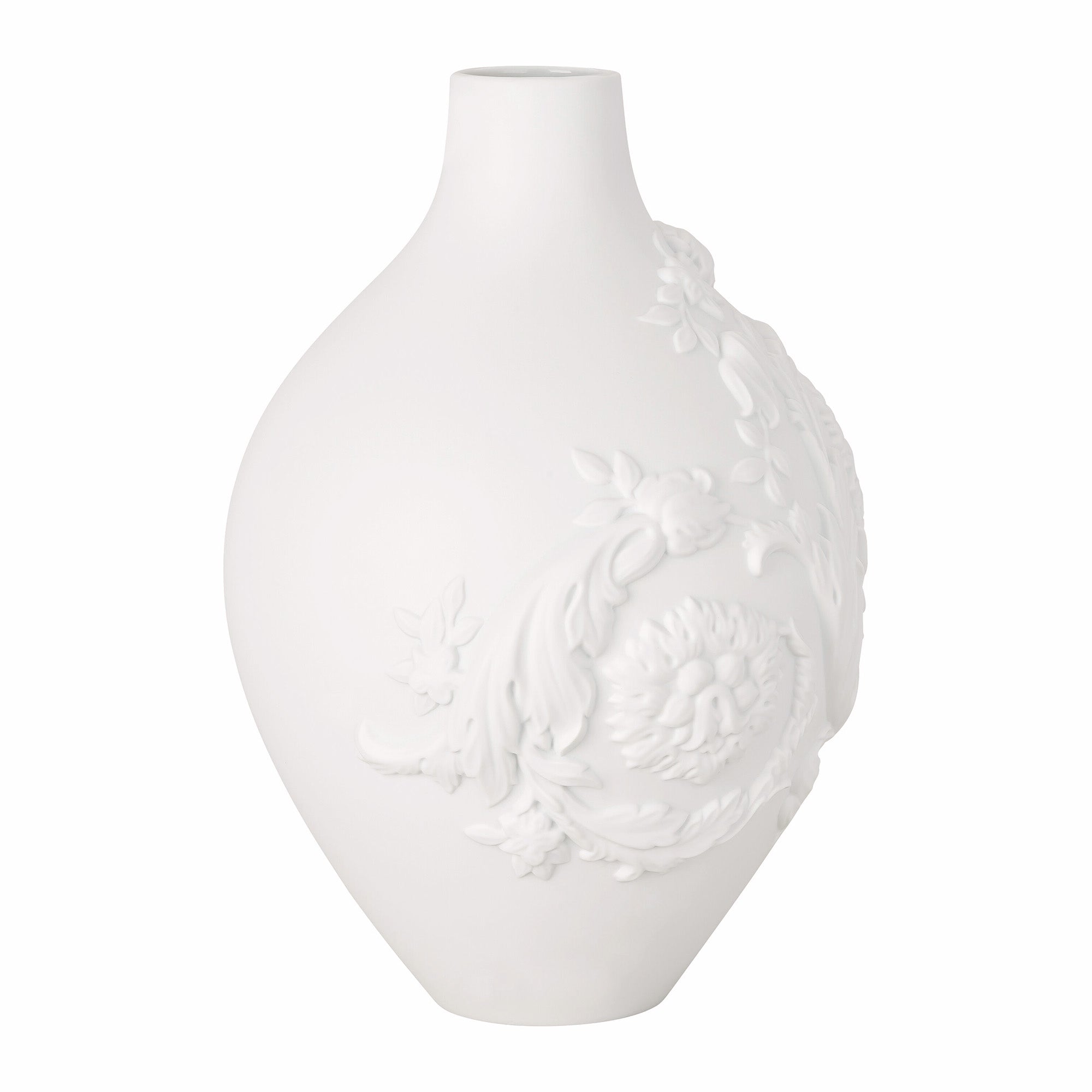 Vaza decorativa din portelan, 33 cm, Barocco 3D White - VERSACE