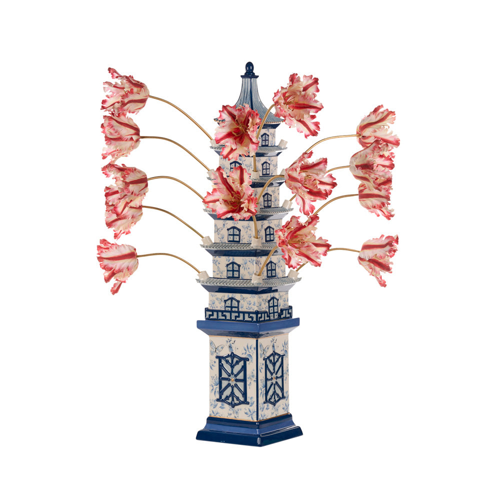 Vaza din portelan, Delft Tower, albastru/alb, 88 cm, SIMONA'S CHRISTMAS