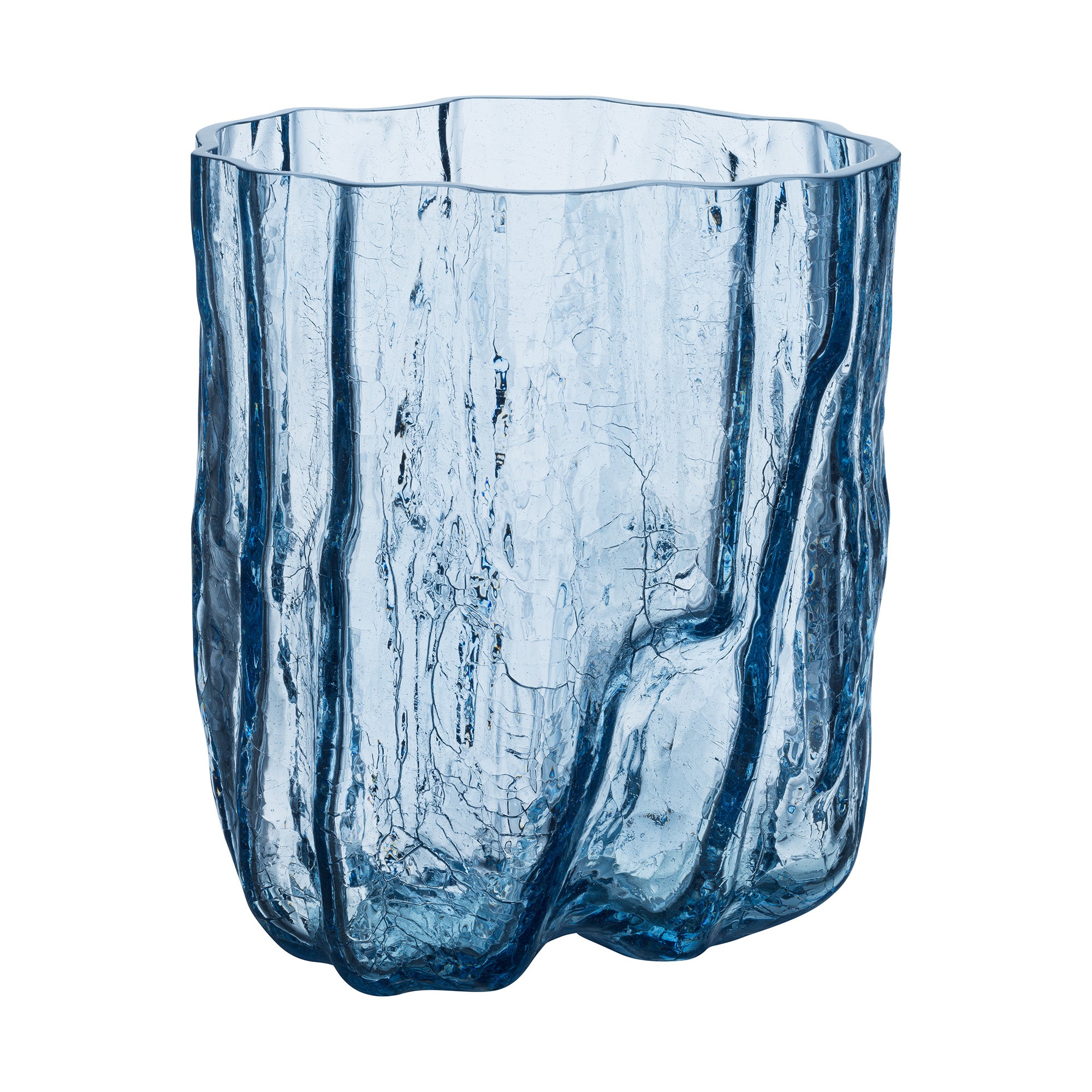 Vaza din sticla, Blue, 27 cm, Crackle by Asa Jungnelius - KOSTA BODA