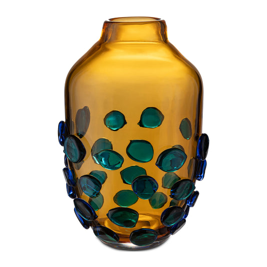 Vaza din sticla, chihlimbariu, 31 cm, Sofia - SIMONA'S COLLECTION