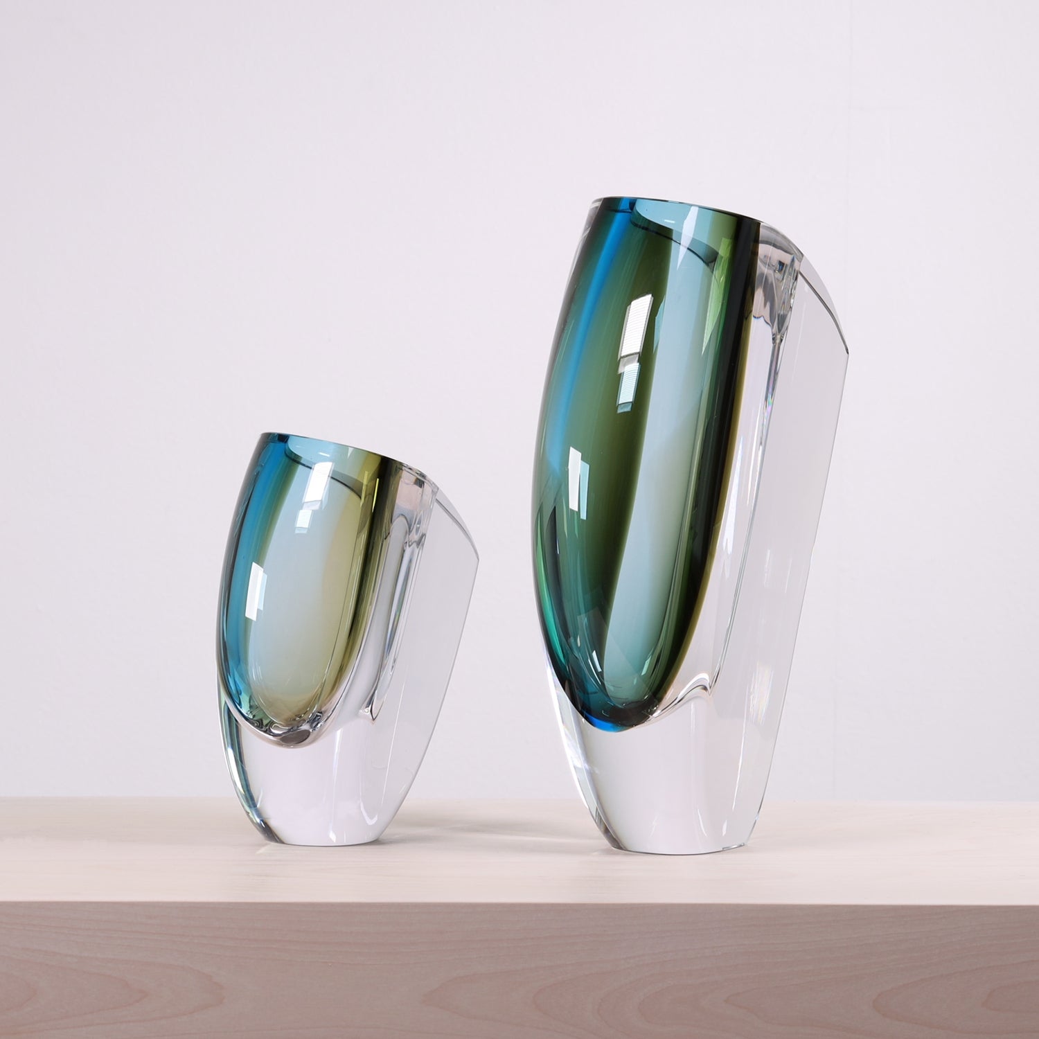 Vaza din sticla cristalina, Blue/Brown, 31 cm, Mirage by Goran Warff - KOSTA BODA