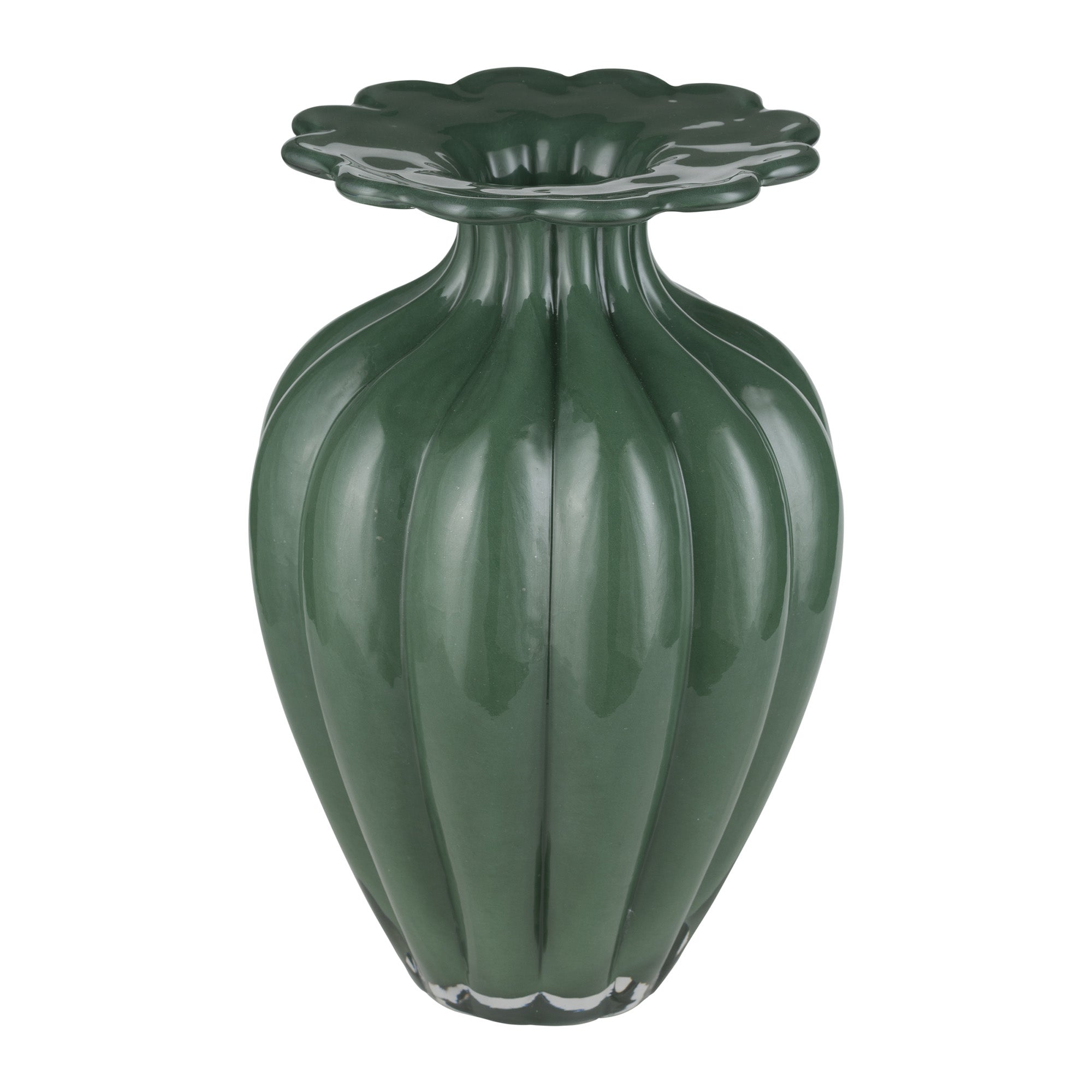Vaza din sticla, Gala, verde inchis, 21x32 cm - SIMONA'S COLLECTION