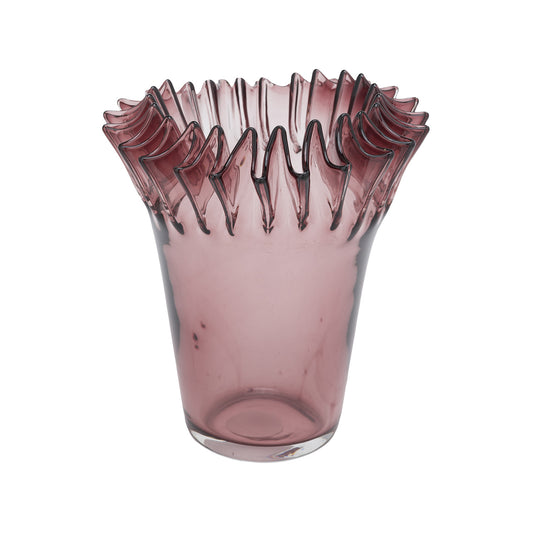 Vaza din sticla, roz, 22.5 cm, Gala Plisse - SIMONA'S COLLECTION