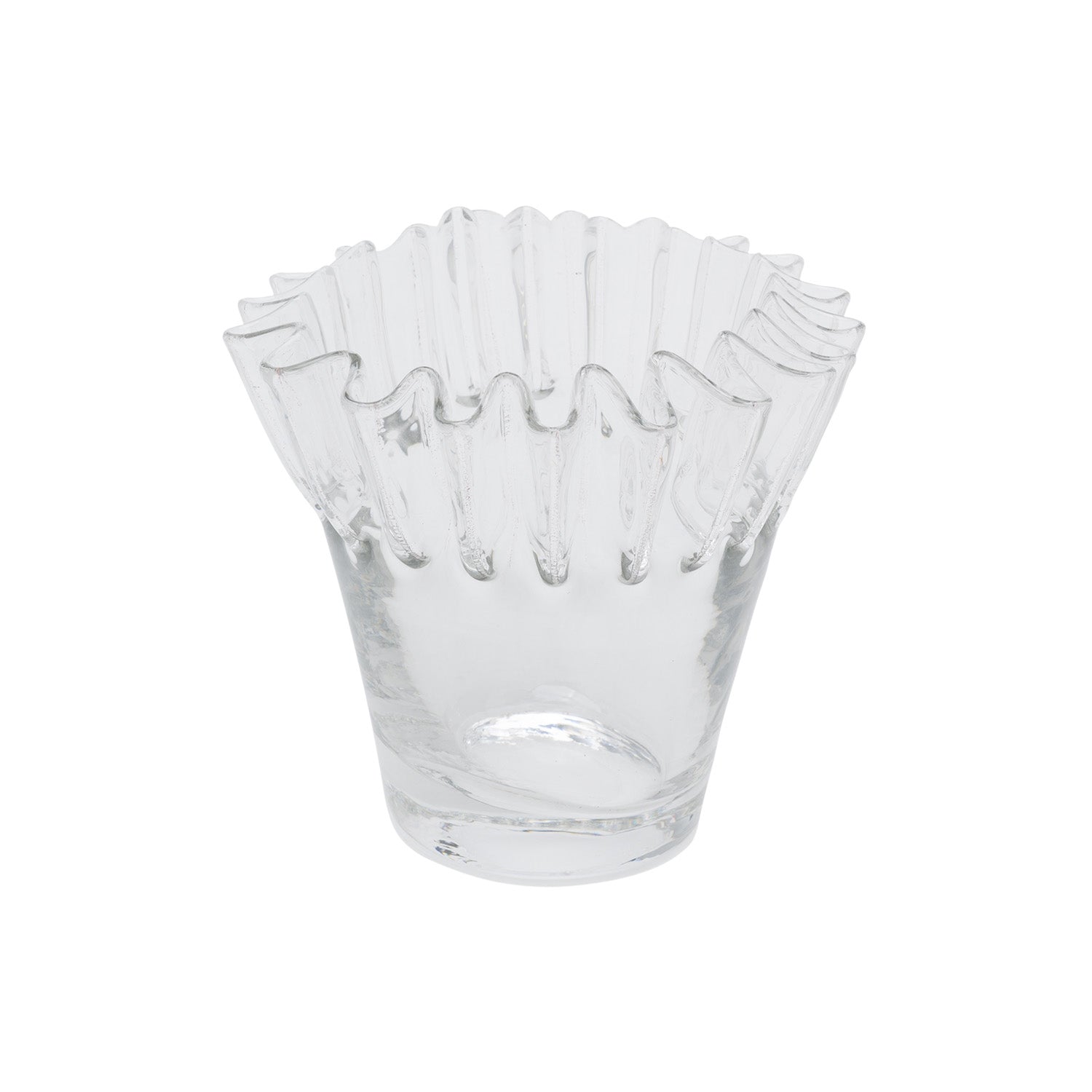 Vaza din sticla, transparent, 14 cm, Gala Plisse - SIMONA'S COLLECTION