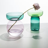 Vaza din sticla, 25 cm, verde/petrol, Aura - ICHENDORF