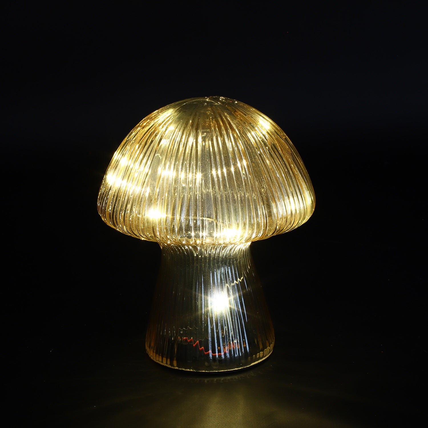 Veioza Ciuperca, 10 leduri, chihlimbar, 15 cm - SIMONA'S CHRISTMAS