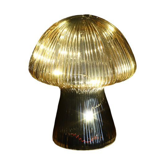Veioza Ciuperca, 10 leduri, chihlimbar, 15 cm - SIMONA'S CHRISTMAS