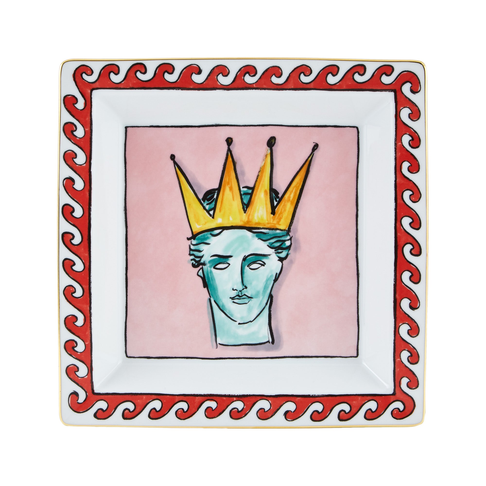 Vide-poche din portelan, 24.5 cm, Il Viaggio di Nettuno Pink - GINORI 1735