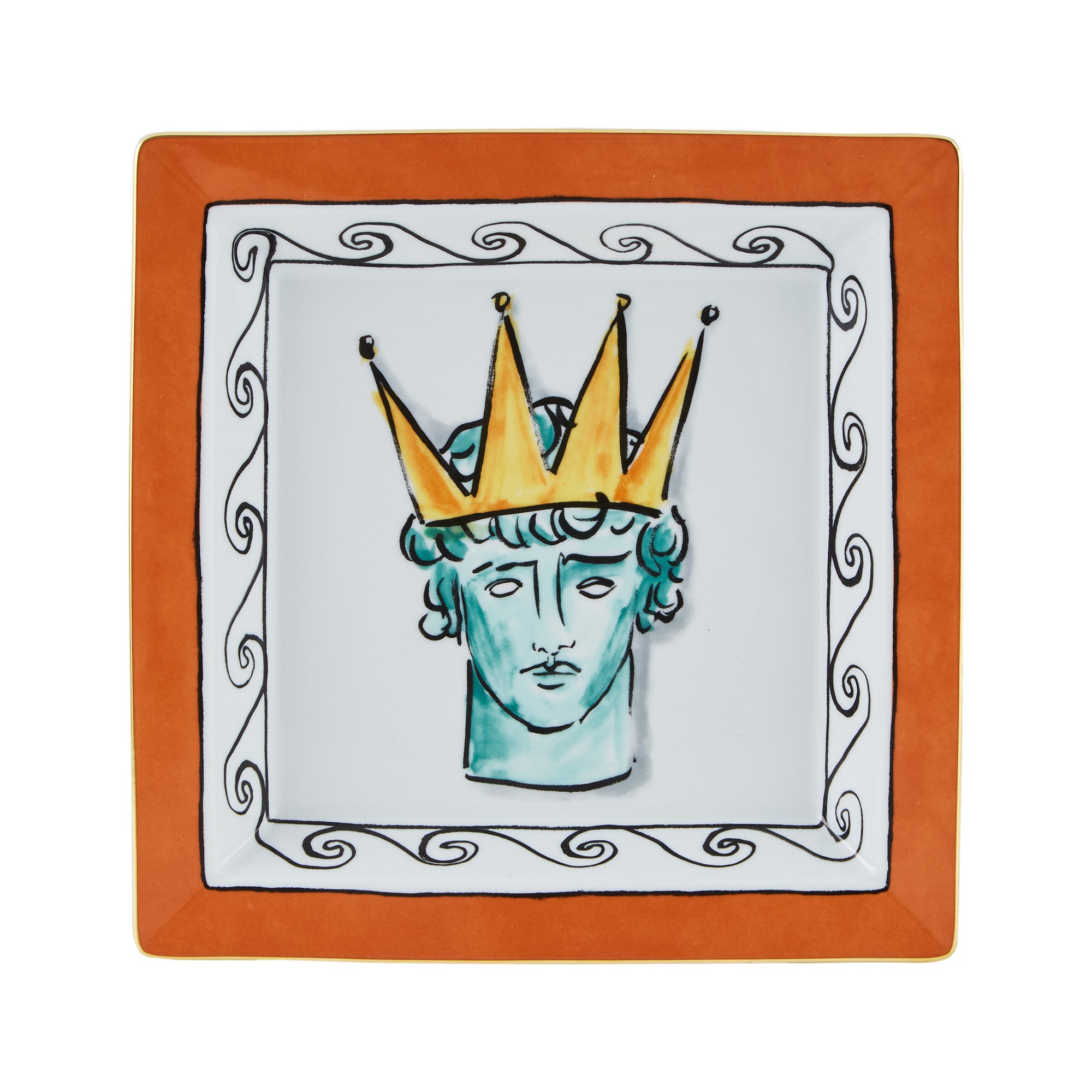 Vide-poche din portelan, 24.5 cm, Il Viaggio di Nettuno Rock Orange - GINORI 1735