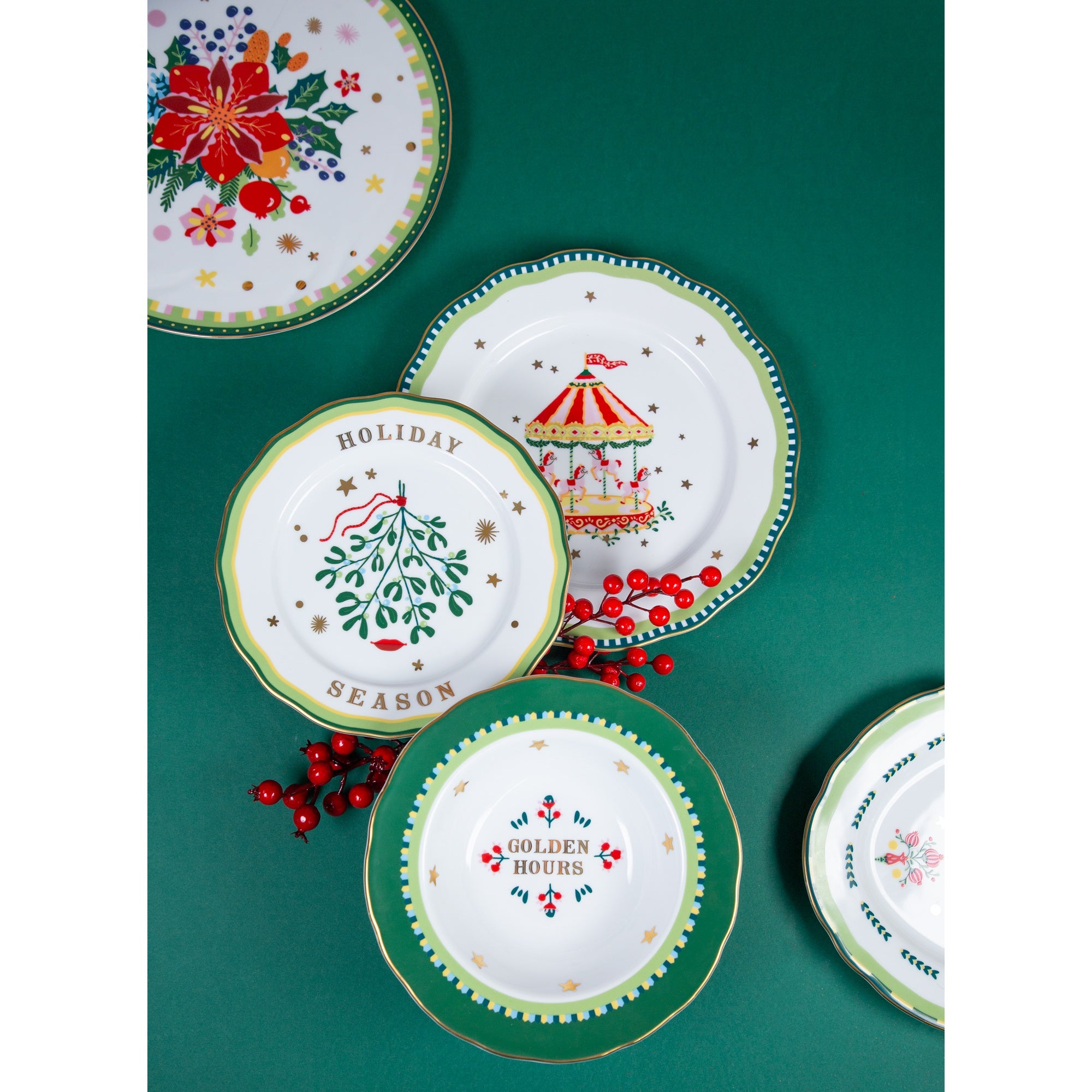 Farfurie pentru cina, portelan, 28 cm, Mamma Mia Xmas Carousel - BACI MILANO