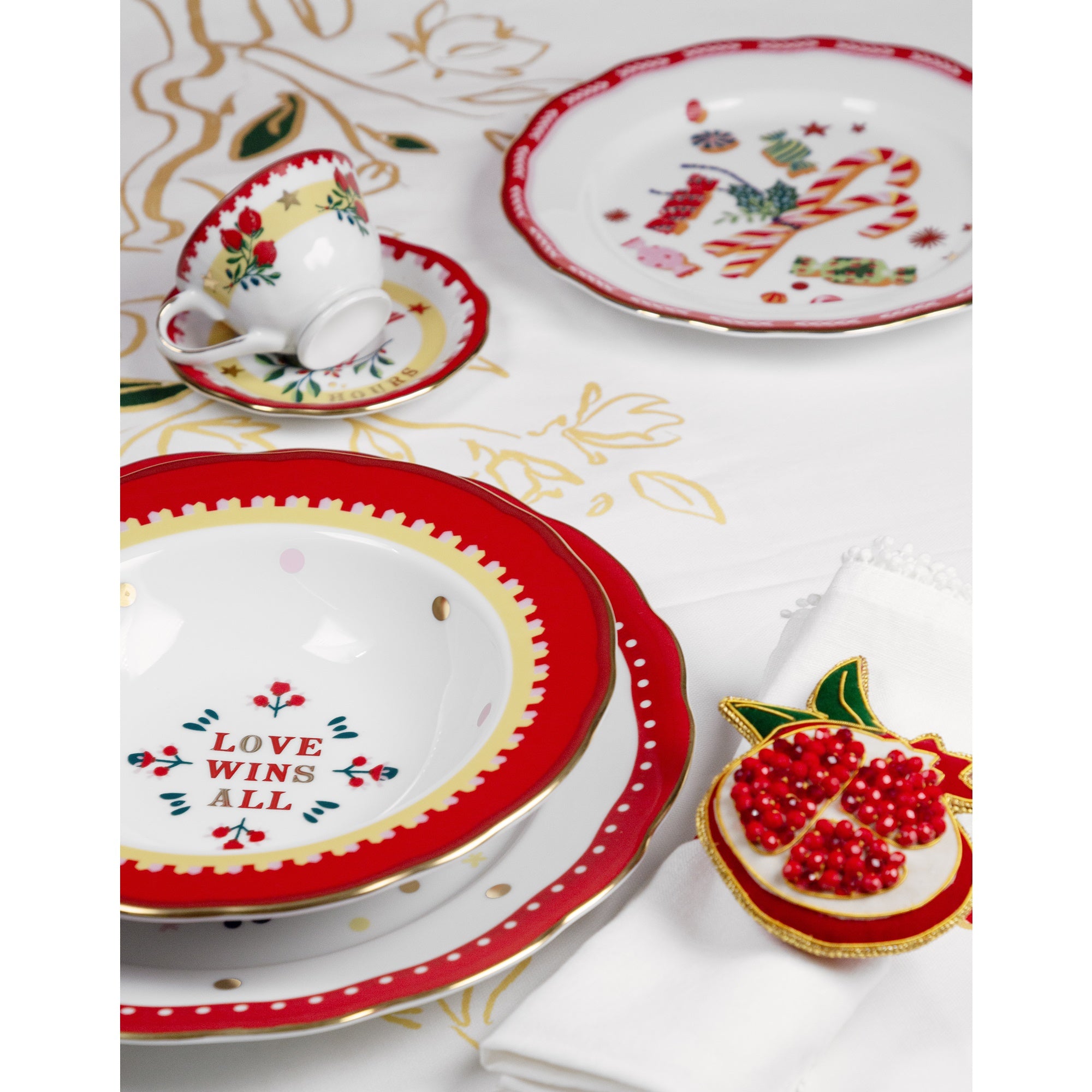 Farfurie pentru cina, portelan, 28 cm, Mamma Mia Xmas Carousel - BACI MILANO