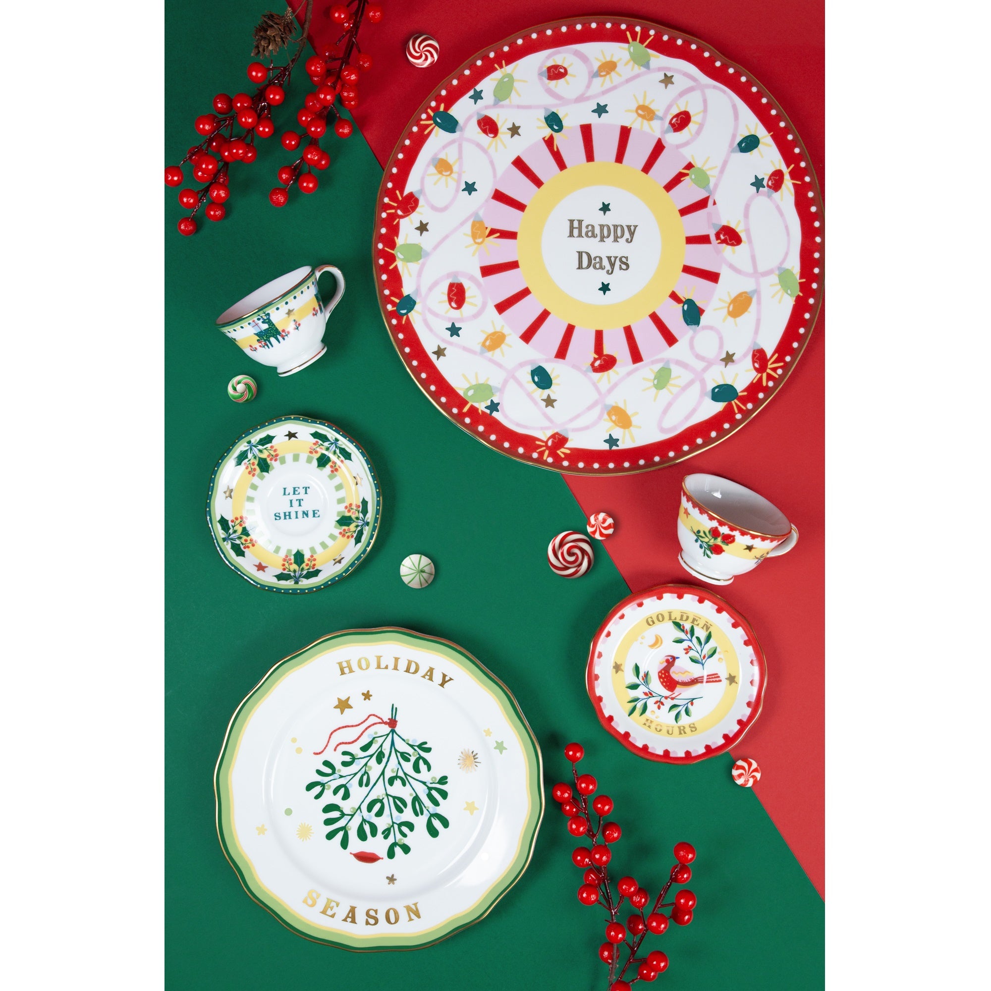 Farfurie pentru supa, portelan, 22 cm, Mamma Mia Xmas Golden Hours - BACI MILANO