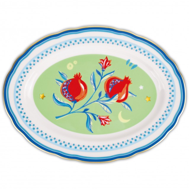 Platou oval, portelan, 34x25 cm, Mamma Mia Pomegranate - BACI MILANO