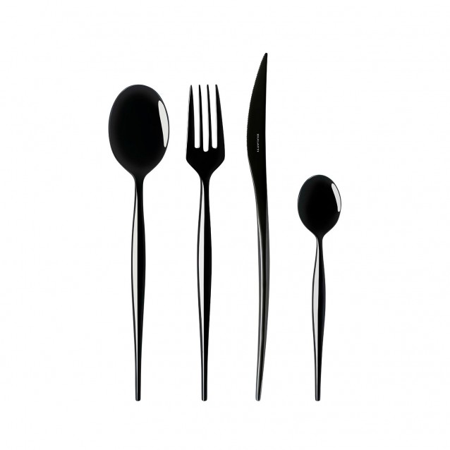 Set tacamuri din otel inoxidabil, 24 piese, Black, Natura - BUGATTI