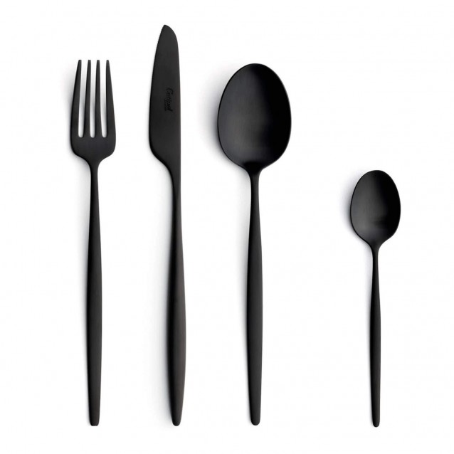 Set tacamuri din otel inoxidabil, 24 piese, Solo Matte Black - CUTIPOL