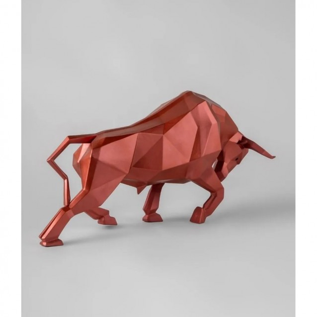 Sculptura din portelan rosu, Bull, Origami - LLADRO