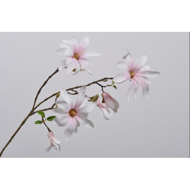 Ramura decorativa magnolia, 108 cm, alba/roz- SILK-KA